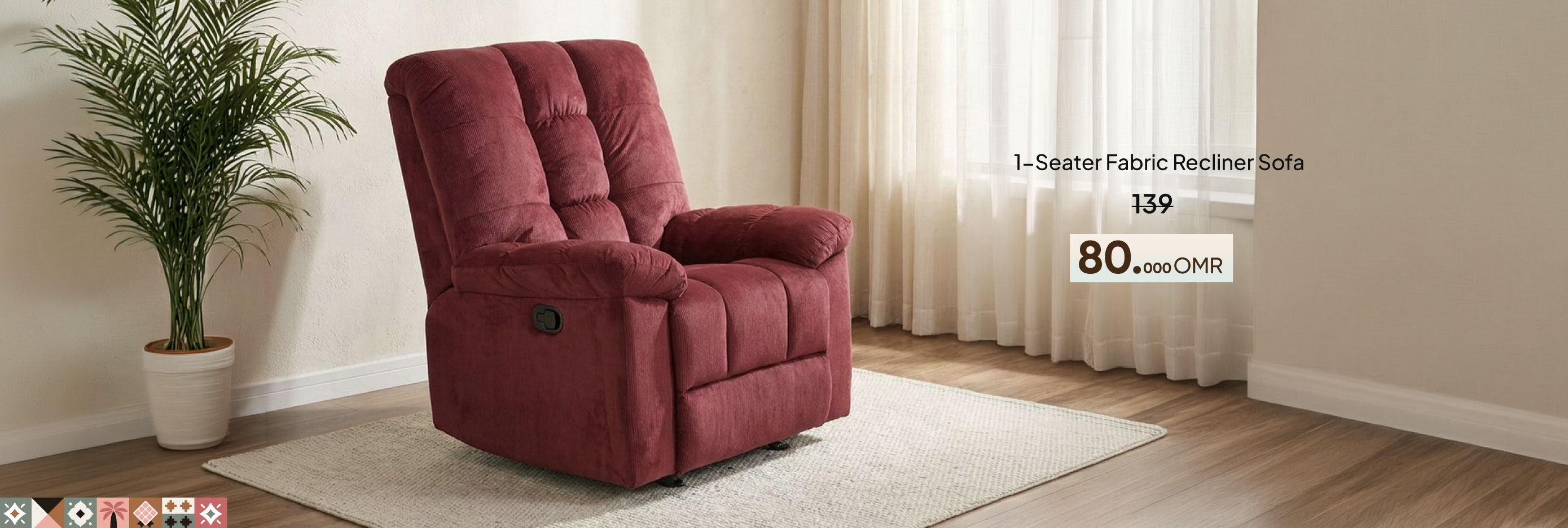 NASO26-LR-CB-1-S Fab Recliner Sofa