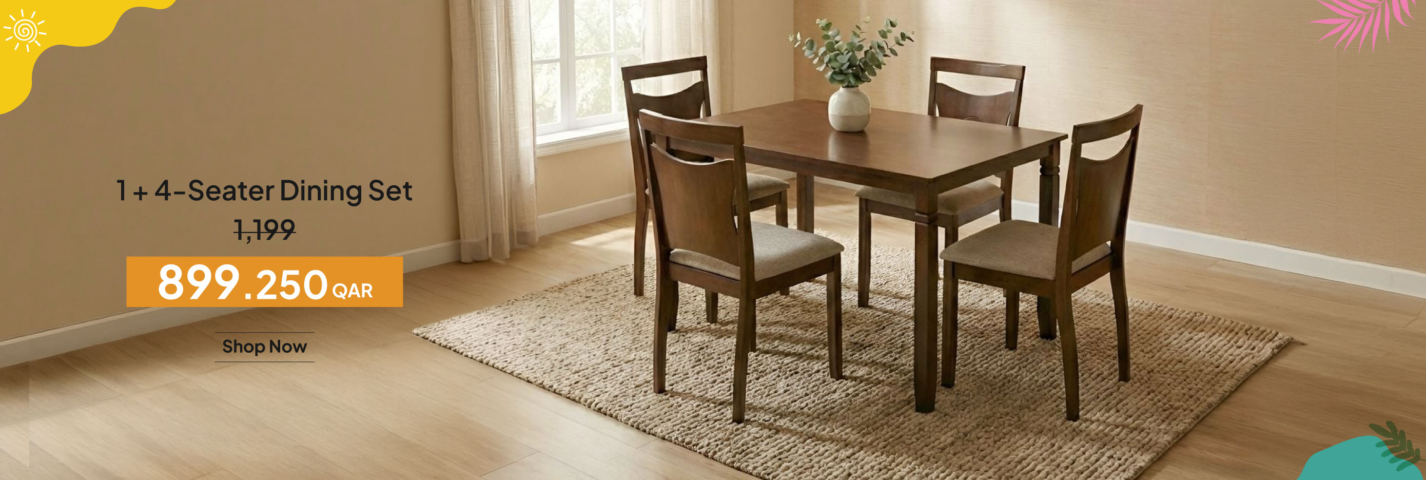SSQ25-DR-CB-1 + 4-Seater Dining Set