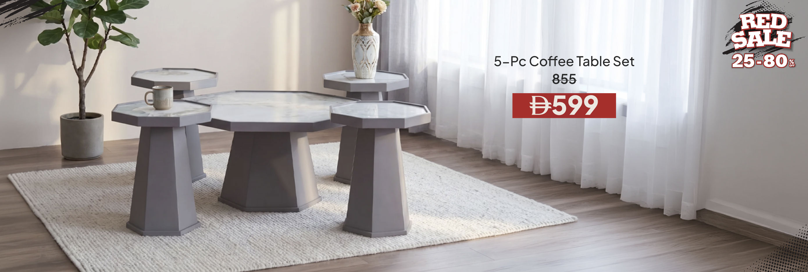 RSU26-LR-CB-5-Pc Coffee Table Set