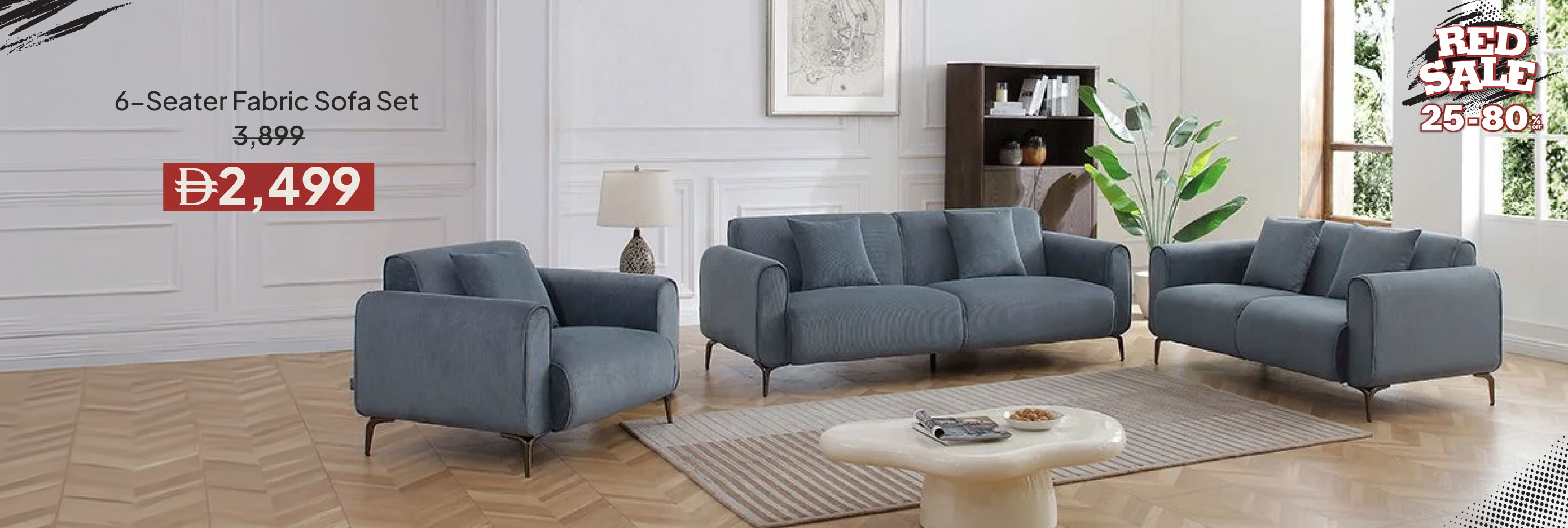RSU26-LR-CB-6-S Fabric Sofa Set