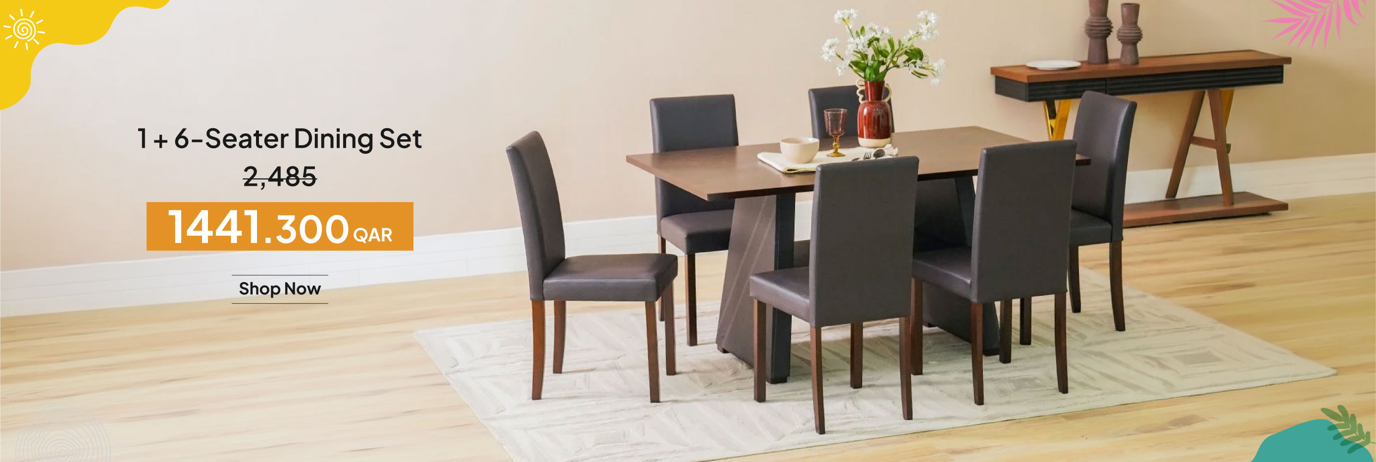 SSQ25-DR-CB-1 + 6-Seater Dining Set