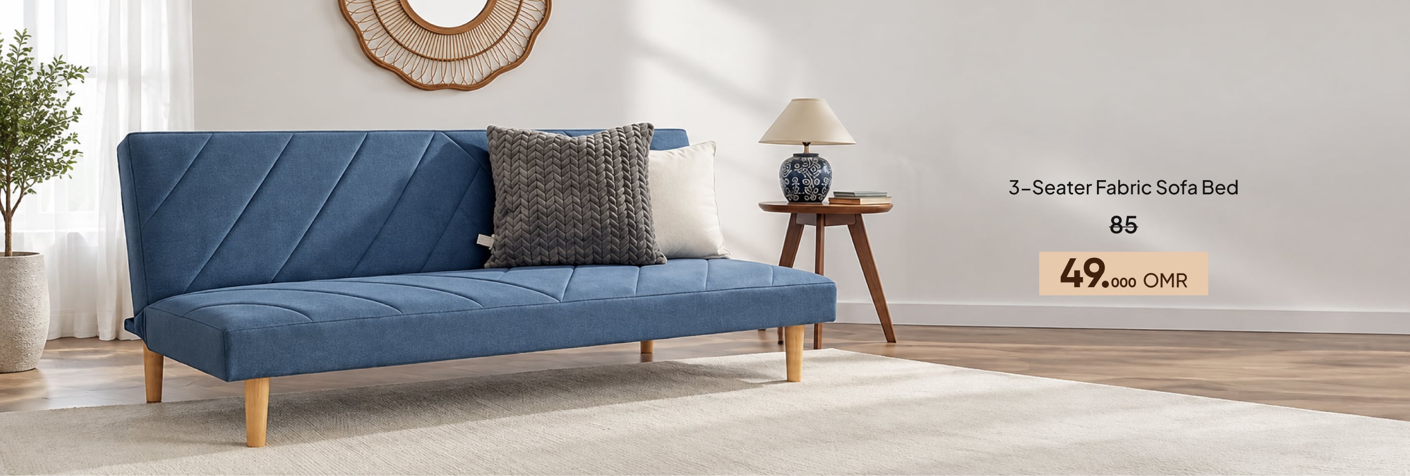 BAHO26-LR-CB-3-S Fabric Sofa Bed