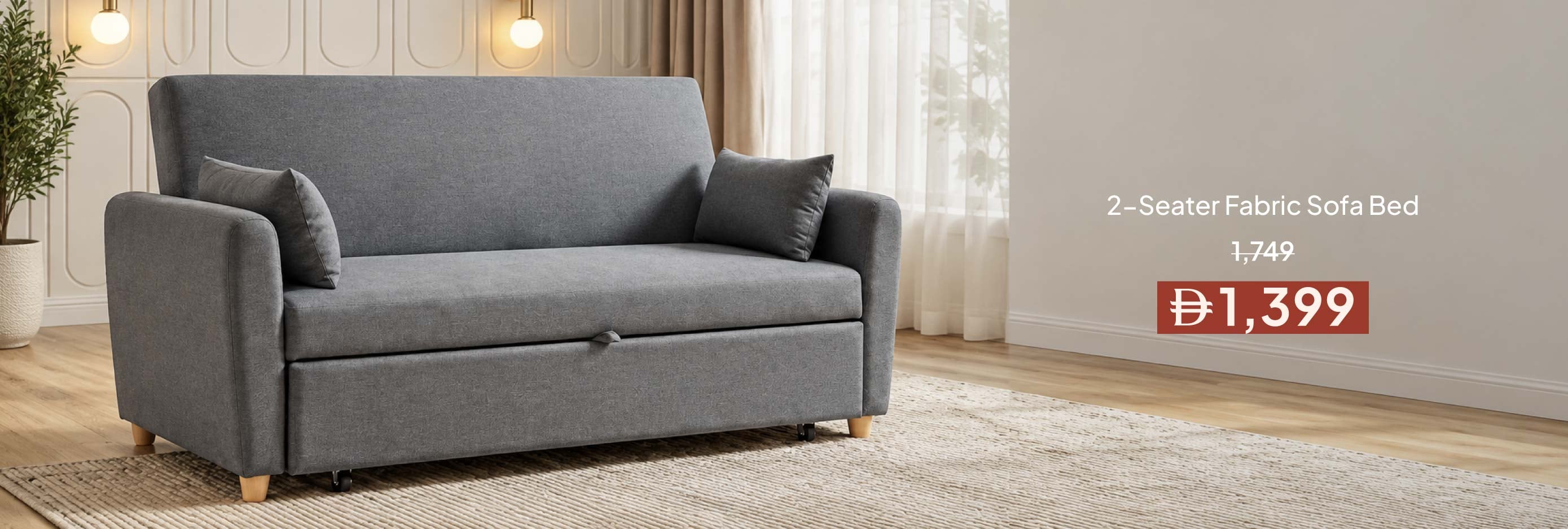 HFU26-LR-CB-2-S Fabric Sofa Bed