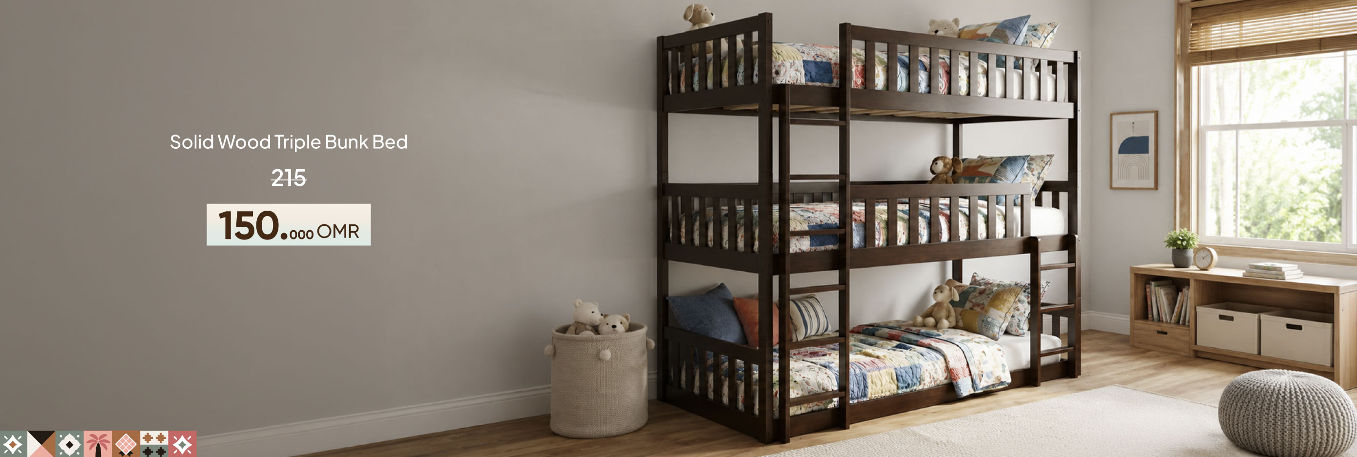 NASO26-Kids-CB-SW Triple Bunk Bed
