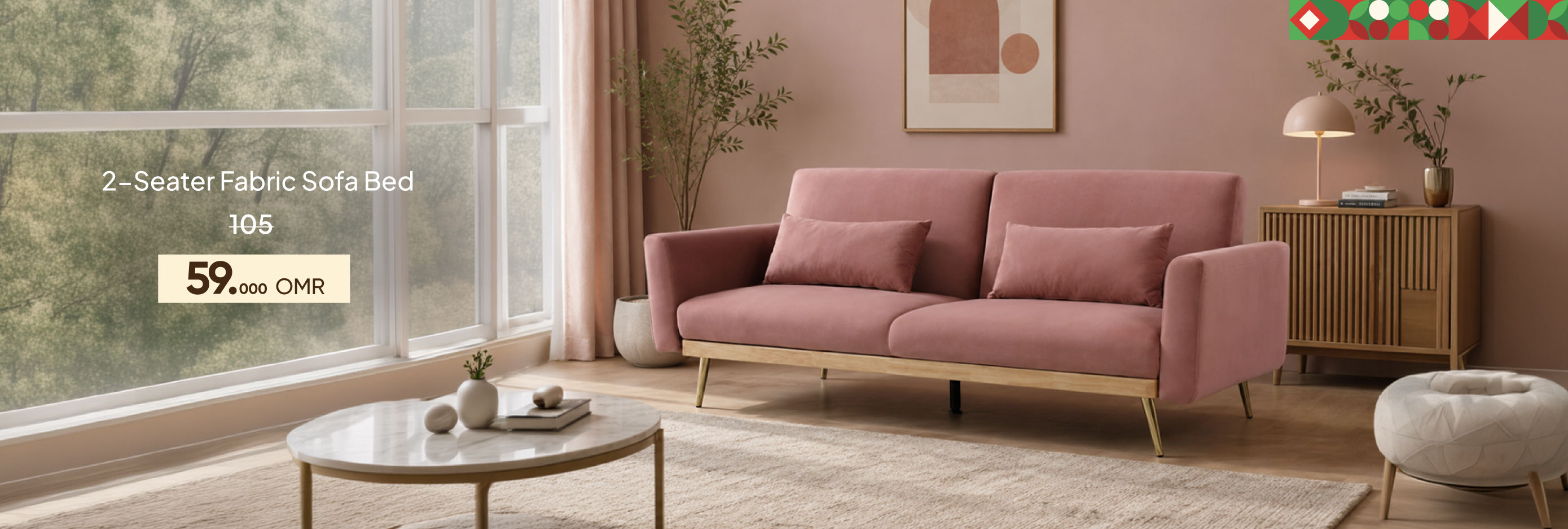 BAAO26-LR-CB-2-S Fabric Sofa Bed