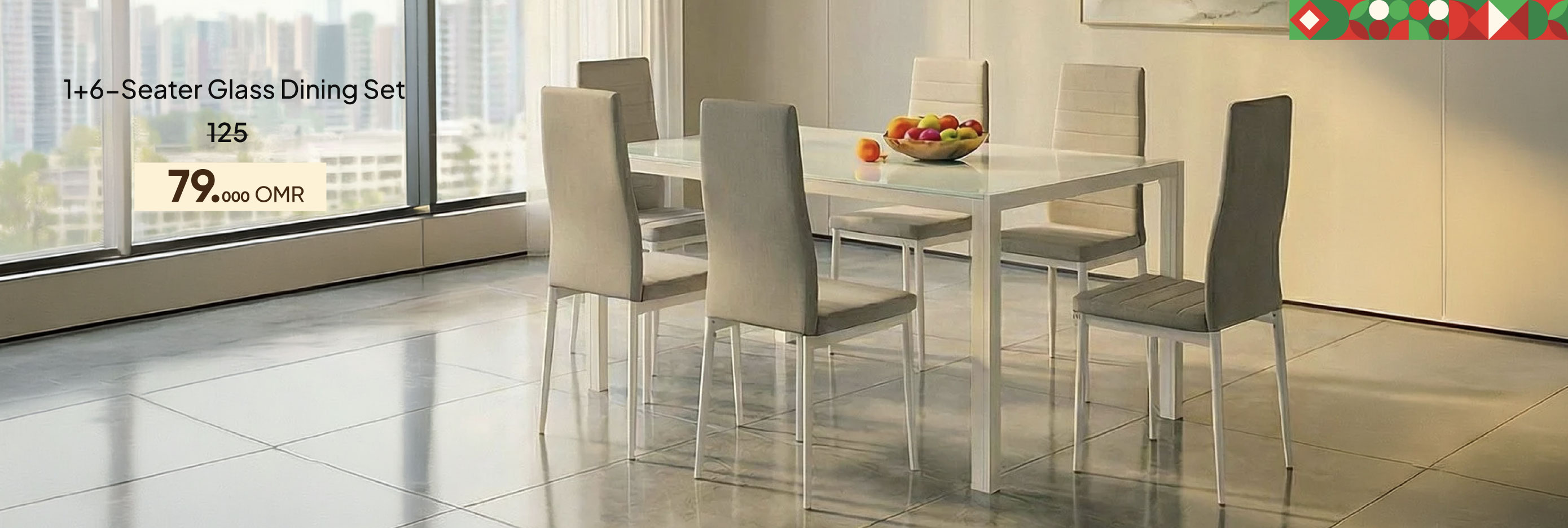 BAAO26-DR-CB-1+6-S Glass Dining Set