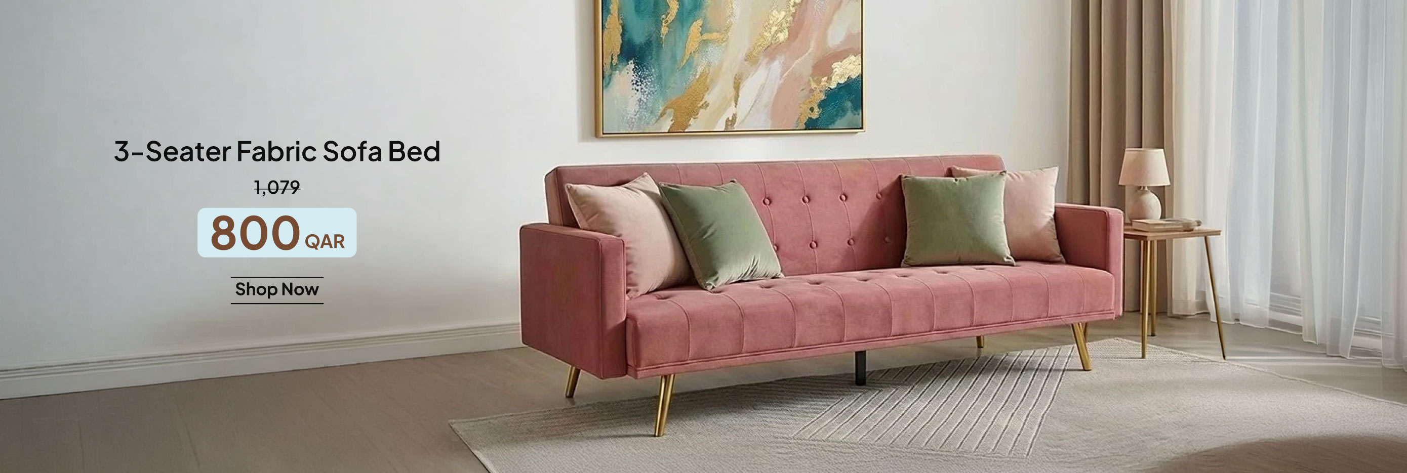 SOQ26-LR-CBS-3-S Fabric Sofa Bed