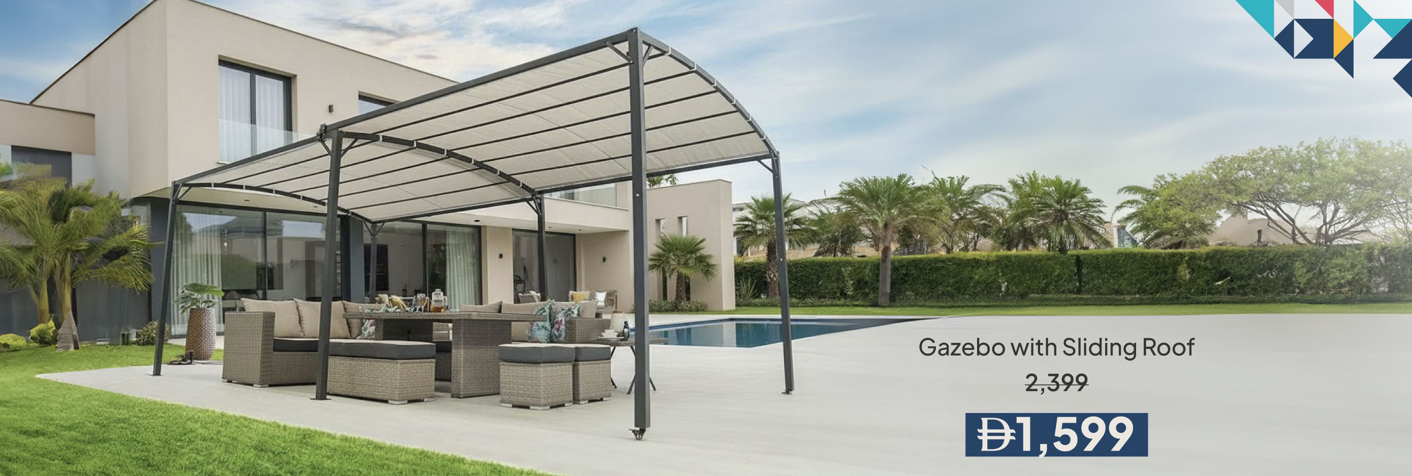 PWU26A-OD-CB-Gazebo W Sliding Roof