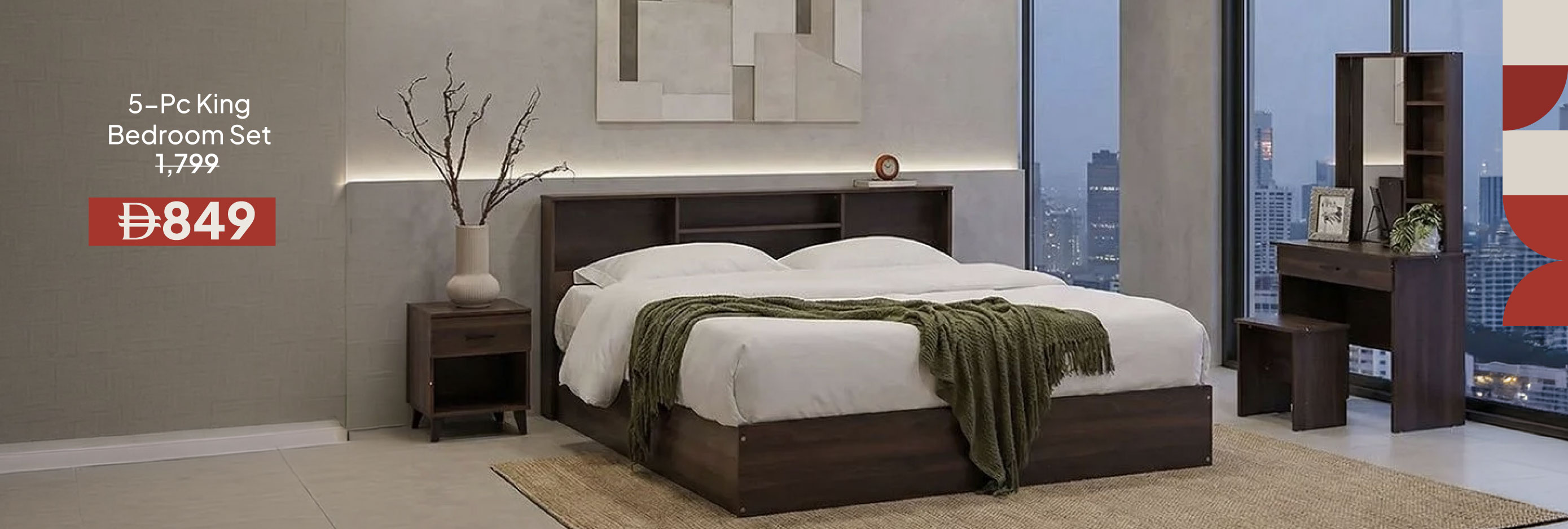 EHU26-BR-CB-5-Pc King Bedroom Set