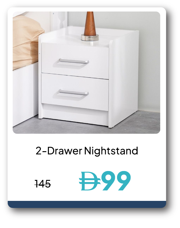 PWU26A-SD-2-Drawer Nightstand