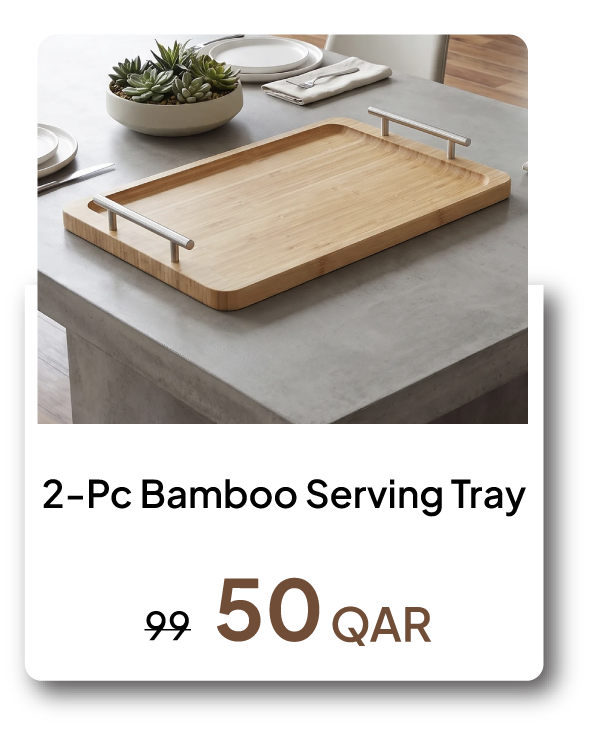 HFOQ26-SD-2-Pc Bamboo Serving Tray