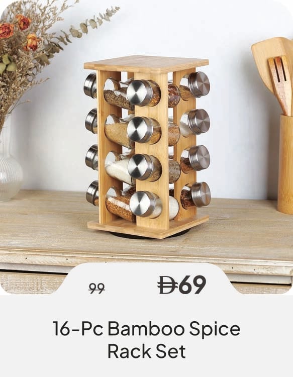 HFU26-SD-16-Pc Bmboo Spice Rack Set