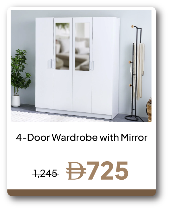 UPR26-SD-4 Door Wardrobe W Mirror