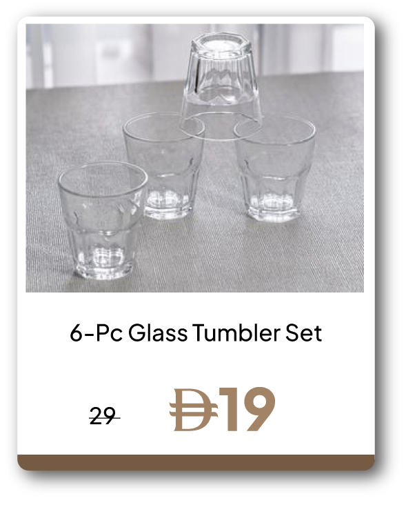 PRU26-SD-C&C-6-Pc Glass Tumbler Set
