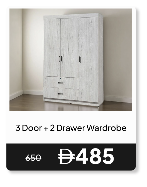 RSU26-SD-3 Door + 2 Drawer Wardrobe