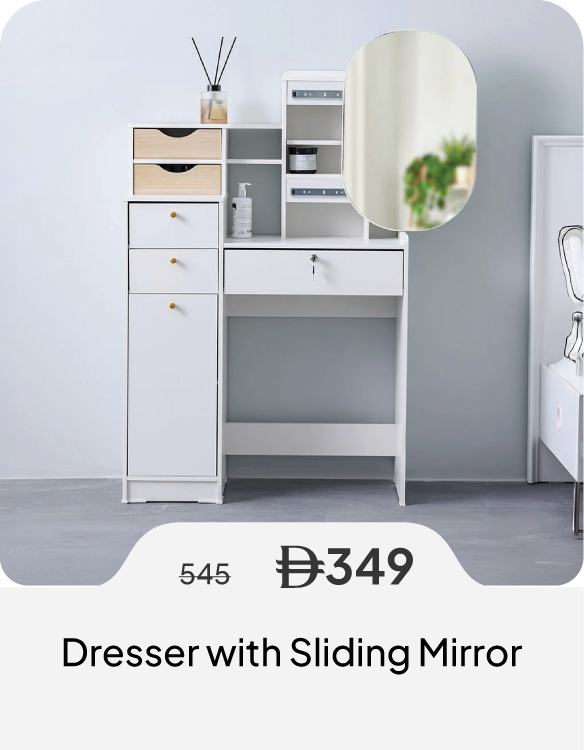 SSU26-SD-Dresser w/ Sliding Mirror