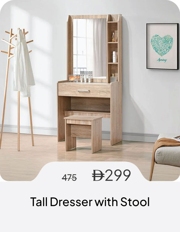 PWSSU26-SD-Tall Dresser with Stool