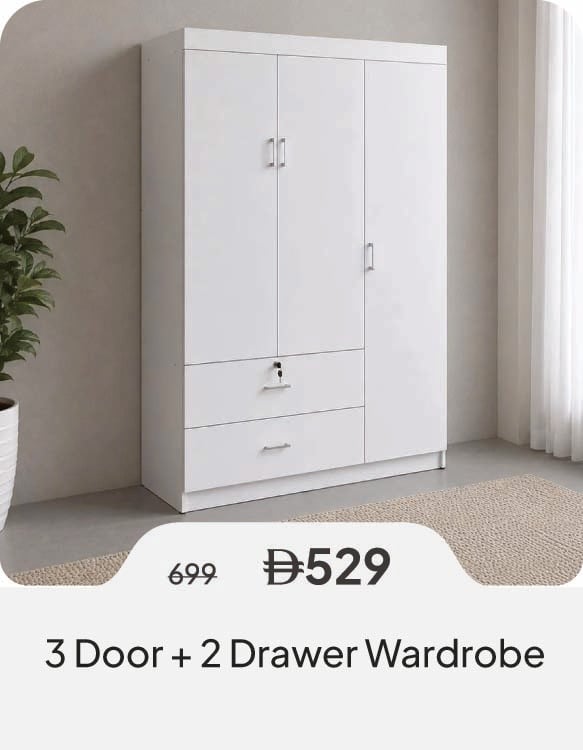 HFU26-SD-3 Door + 2 Drawer Wardrobe