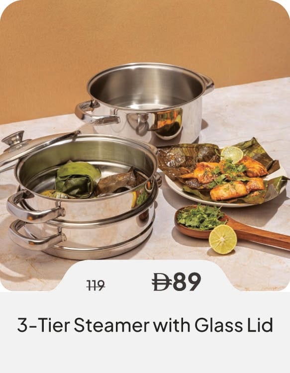 HFU26-SD-3-Tier Steamer w/Glass Lid