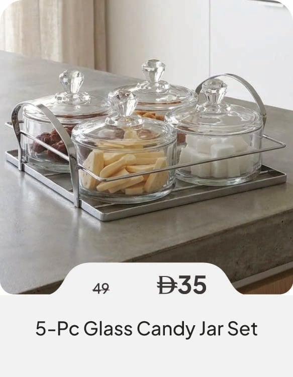HFU26-SD-5-Pc Glass Candy Jar Set