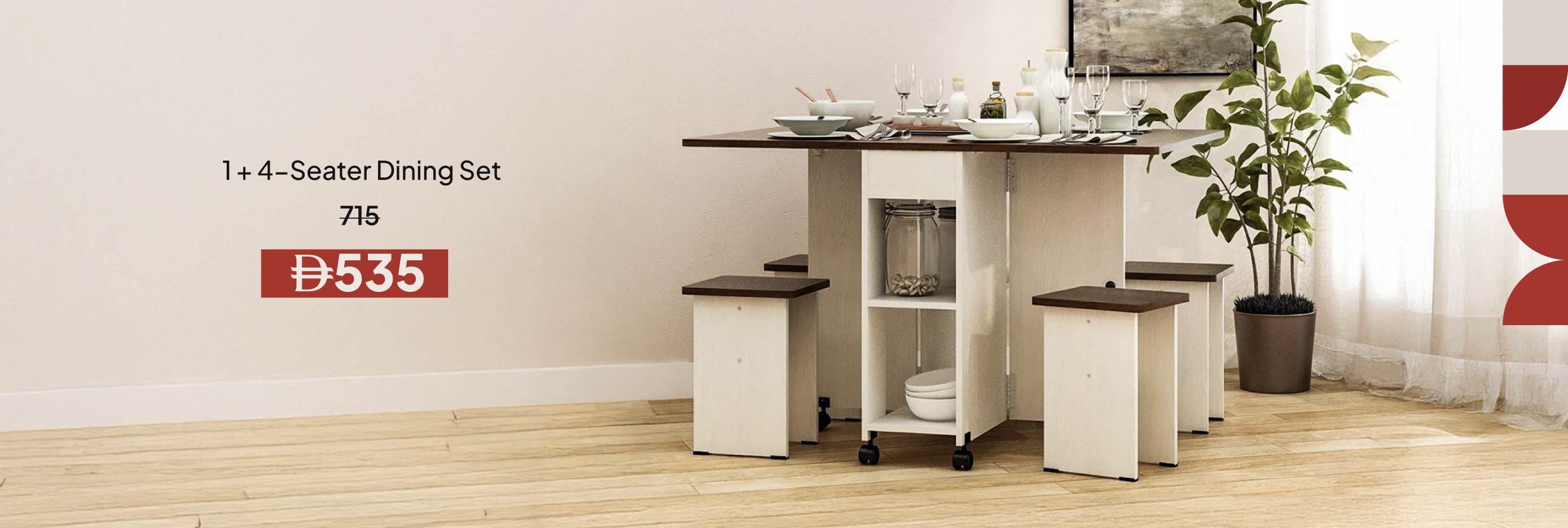 EHU26-DR-CB-1+4-Seater Dining Set