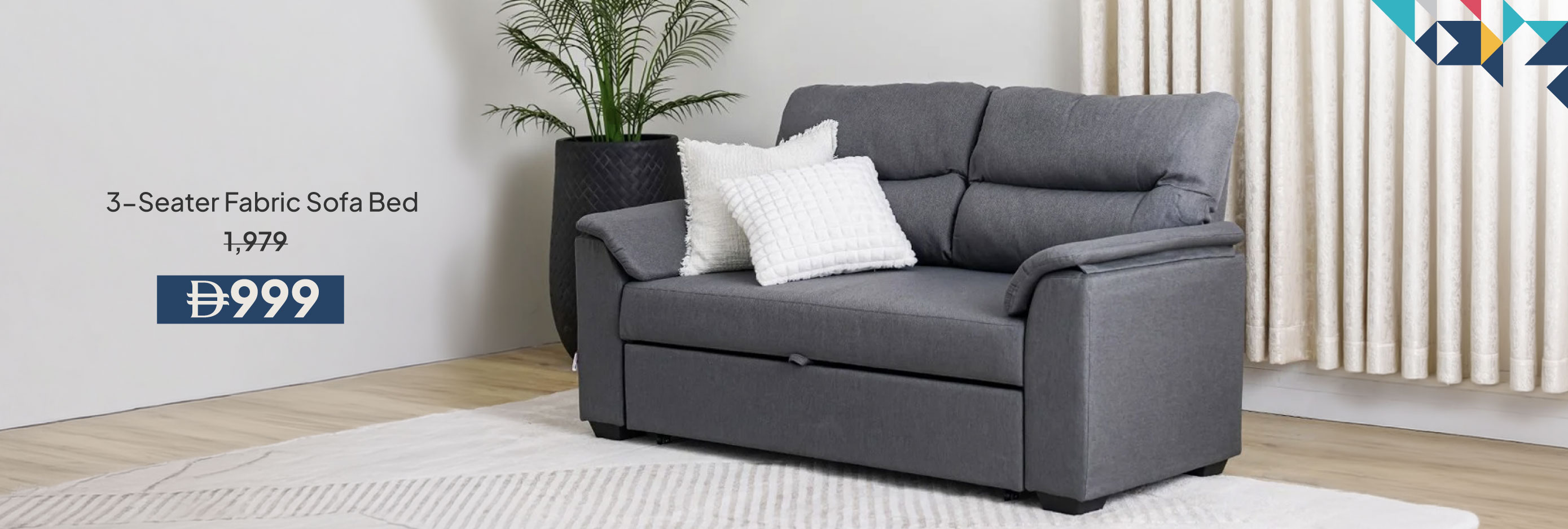 PWU26-LR-CB-3S Fabric Sofa Bed