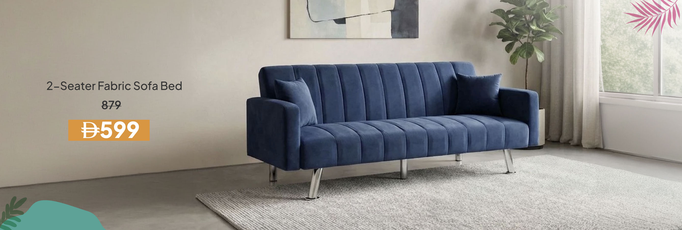 SRSU26-LR-CB-2S Fabric Sofa Bed