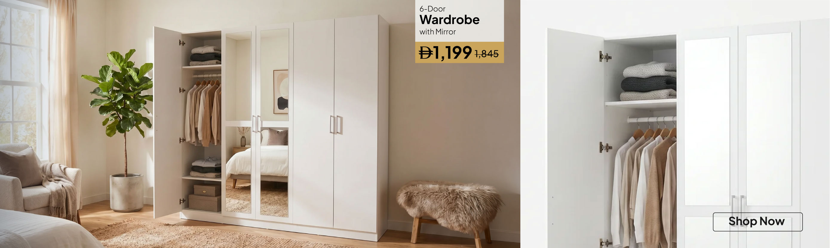 GESU26-BR-CB-6Door Wardrobe WMirror