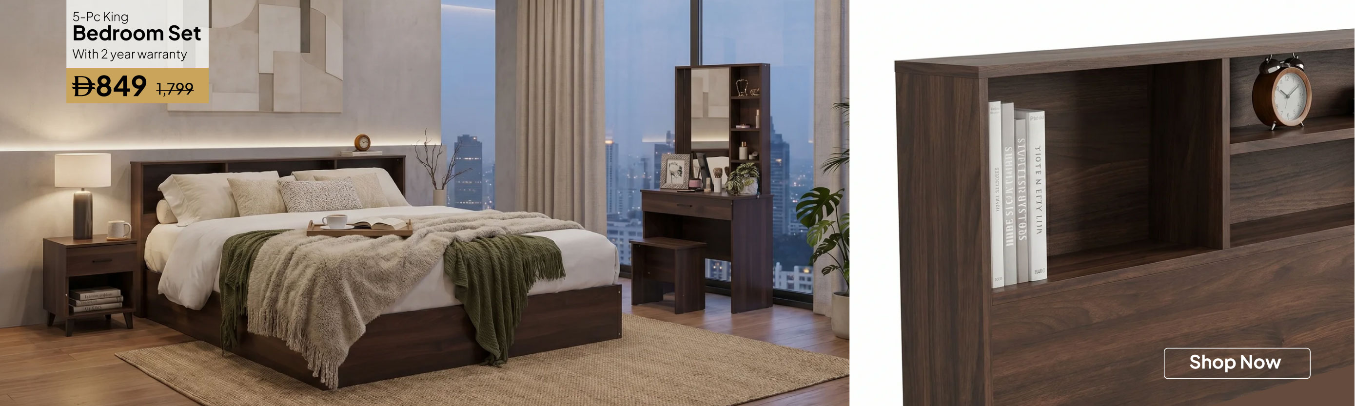 GESU26-BR-CB-5-Pc King Bedroom Set