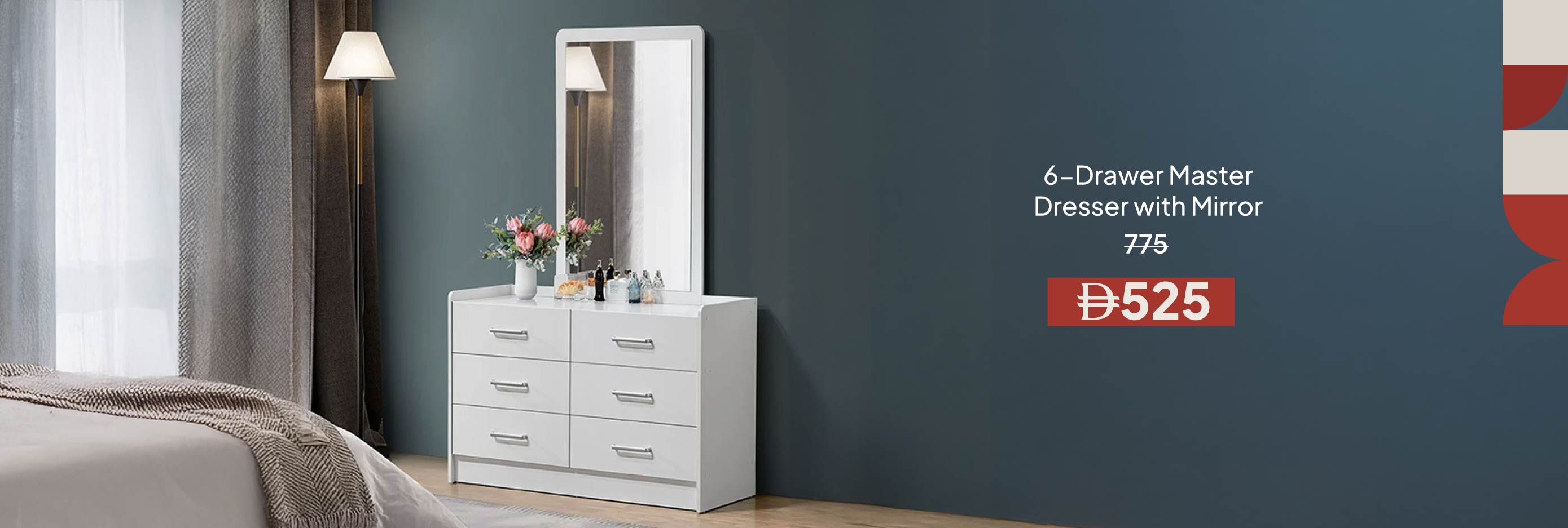 EHU26-BR-CB-6-D Dresser with Mirror