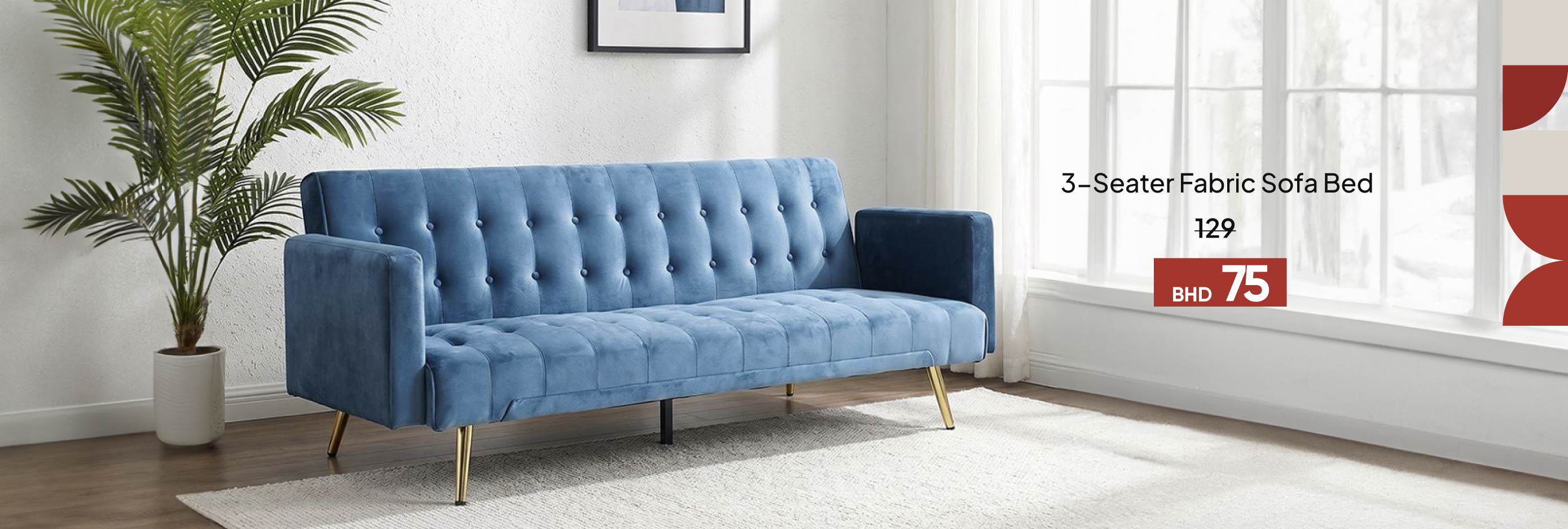EHB26-LR-CB-3-S Fabric Sofa Bed