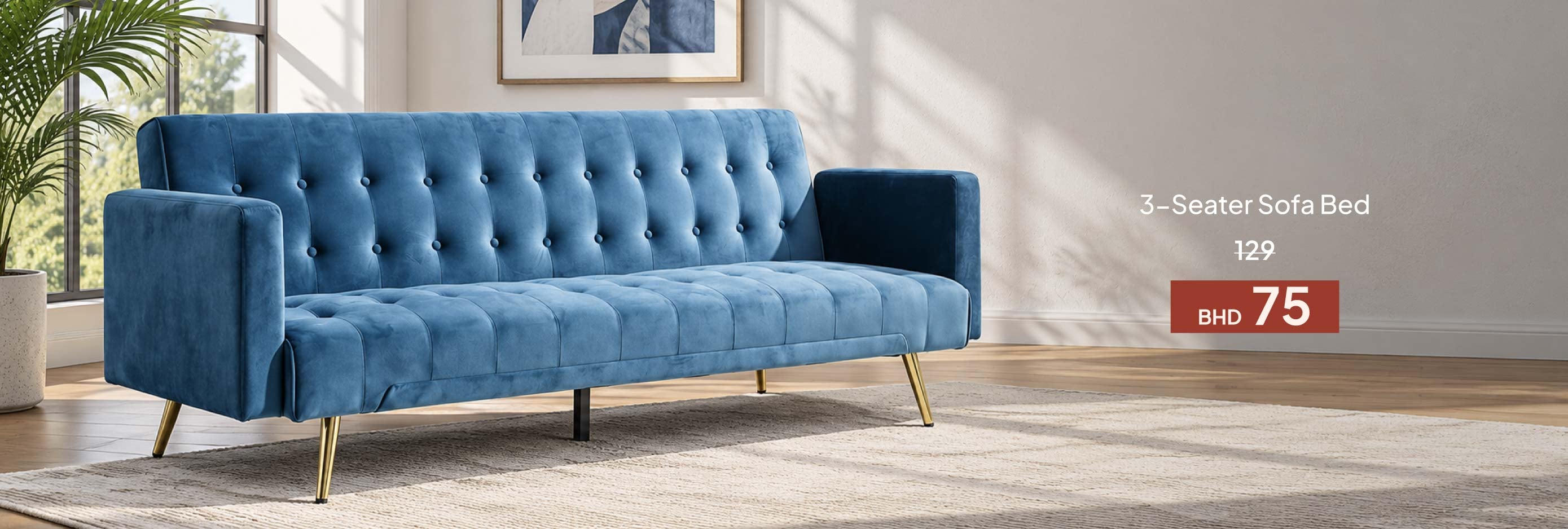 HFB26-LR-CB-3-Seater Sofa Bed