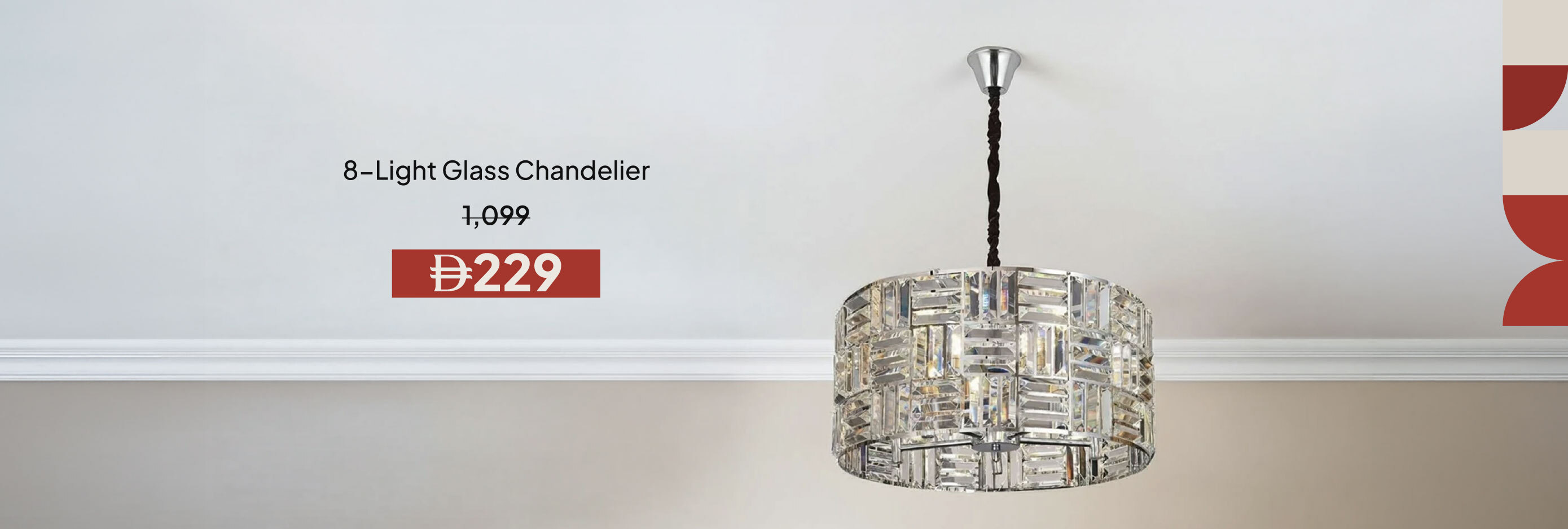EHU26-LT-CB-8-Ligh Glass Chandelier