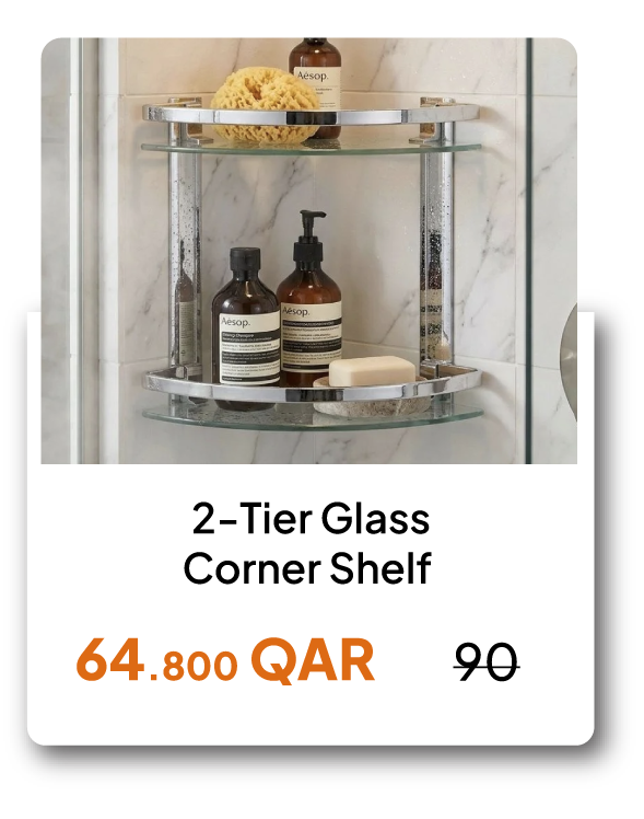 SSQ26-SDJ-2-Ti Glass Corner Shelf 